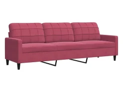 Sofá de 3 plazas de terciopelo rojo tinto 210 cm