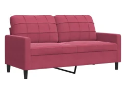 Sofá de 2 plazas de terciopelo rojo tinto 140 cm