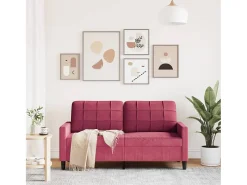 Sofá de 2 plazas de terciopelo rojo tinto 140 cm