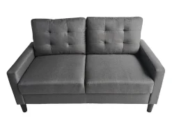 Sofá de 2 plazas de 86x140x76 cm con cojines desenfundables en color gris oscuro Dubi