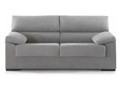 Sofá de 3 plazas de 180x97x85 cm de tela de microfibra antimanchas en gris claro Denver