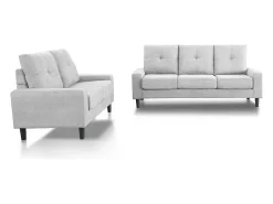 Sofá de 2 plazas de 96x145x78 cm de tela en color gris claro con patas negras Brooklyn