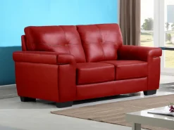 Sofá de 2 plazas en piel de vacuno - Rojo - HAZEL