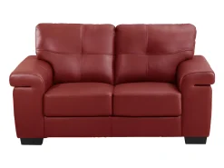 Sofá de 2 plazas en piel de vacuno - Rojo - HAZEL
