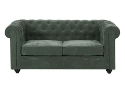 Sofá de 2 plazas en tela color verde CHESTERFIELD