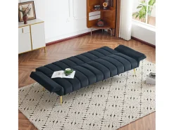Sofá de 3 plazas en terciopelo negro - 3 en 1 - Respaldo y reposabrazos regulables - 184 x 79 x 71 cm - LERICI by Pascal Morabito