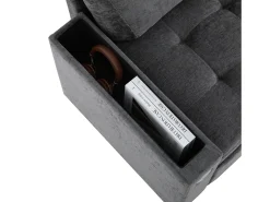 Sofá de 3 plazas, sofá cama con puertos USB y espacio de almacenaje, respaldo tapizado - Chenilla gris oscuro