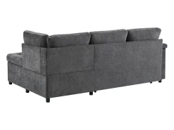 Sofá de 3 plazas, sofá cama con puertos USB y espacio de almacenaje, respaldo tapizado - Chenilla gris oscuro
