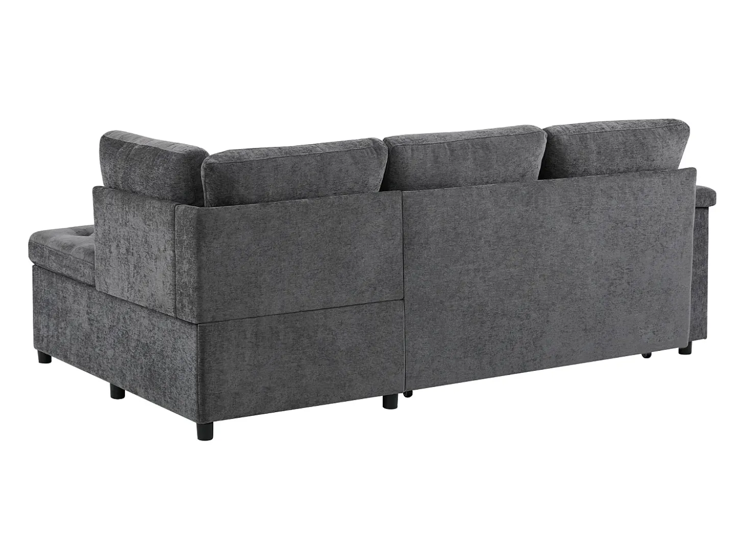 Sofá de 3 plazas, sofá cama con puertos USB y espacio de almacenaje, respaldo tapizado - Chenilla gris oscuro