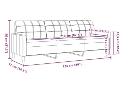 Sofá de 3 plazas terciopelo gris claro 210 cm