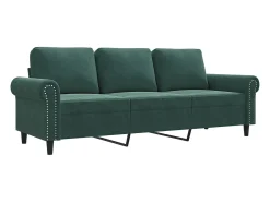 Sofá de 3 plazas terciopelo verde oscuro 180 cm