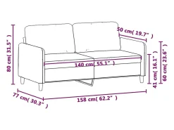 Sofá de 2 plazas terciopelo marrón 140 cm