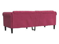 Sofá de 3 plazas terciopelo rojo tinto