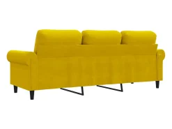 Sofá de 3 plazas terciopelo amarillo 180 cm