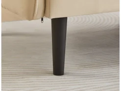 Sofá de 2 plazas, terciopelo beige, tapizado con respaldo regulable y patas de madera negras
