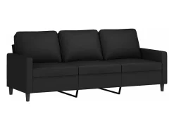 Sofá de 3 plazas terciopelo negro 180 cm