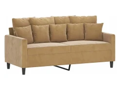 Sofá de 2 plazas terciopelo marrón 140 cm