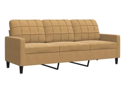 Sofá de 3 plazas terciopelo marrón 180 cm