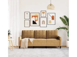 Sofá de 3 plazas terciopelo marrón 180 cm