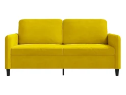 Sofá de 2 plazas terciopelo amarillo 140 cm