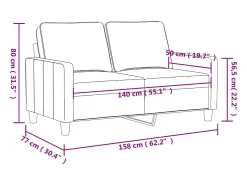 Sofá de 2 plazas terciopelo marrón 140 cm