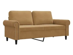 Sofá de 2 plazas terciopelo marrón 140 cm