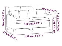 Sofá de 2 plazas terciopelo azul 120 cm
