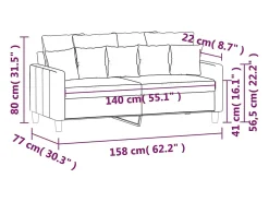 Sofá de 2 plazas terciopelo color crema 140 cm