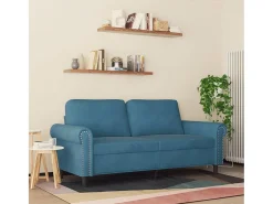 Sofá de 2 plazas terciopelo azul 140 cm