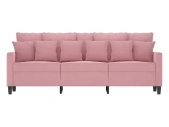 Sofá de 3 plazas terciopelo rosa 180 cm