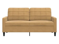 Sofá de 2 plazas terciopelo marrón 140 cm