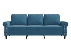 Sofá de 3 plazas terciopelo azul 180 cm