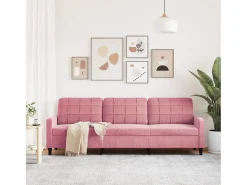 Sofá de 3 plazas terciopelo rosa 210 cm