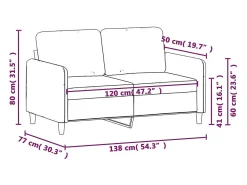 Sofá de 2 plazas terciopelo marrón 120 cm