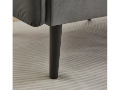 Sofá de 2 plazas, terciopelo gris, tapizado con respaldo regulable y patas de madera negras
