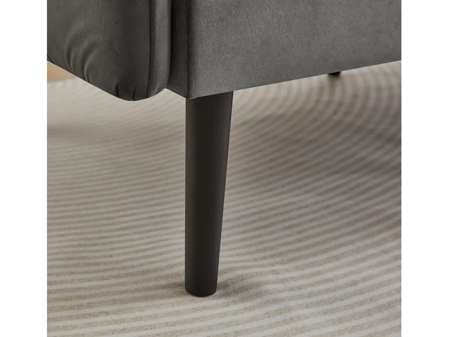 Sofá de 2 plazas, terciopelo gris, tapizado con respaldo regulable y patas de madera negras