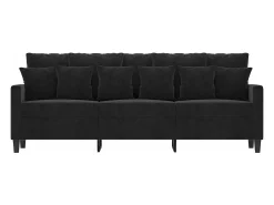Sofá de 3 plazas terciopelo negro 180 cm PWFG23163