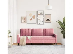 Sofá de 3 plazas terciopelo rosa 180 cm