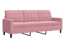 Sofá de 3 plazas terciopelo rosa 180 cm