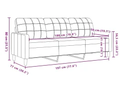 Sofá de 3 plazas terciopelo gris claro 180 cm