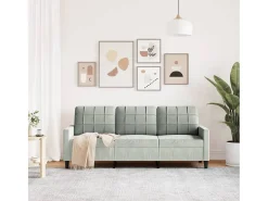 Sofá de 3 plazas terciopelo gris claro 180 cm