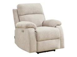 Sofá de 3 plazas y sillón relax eléctrico con masaje en chenilla beige KOCENI