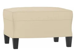 Sofá de 3 plazas y taburete tela microfibra crema 180 cm