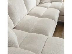 Sofá de 4 puentes, en tela de oruga, marco de madera sólida, con almohadas, 272x136x88cm, beige