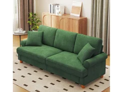Sofá de comodidad de 3 salones, tela de oruga, con reposabrazos, cojines y 2 almohadas, carga máxima 365 kg - 220x76x86 cm