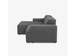 Sofá de diseño de 3 plazas con chaise longue a la izquierda de tela Seginus - Gris Oscuro