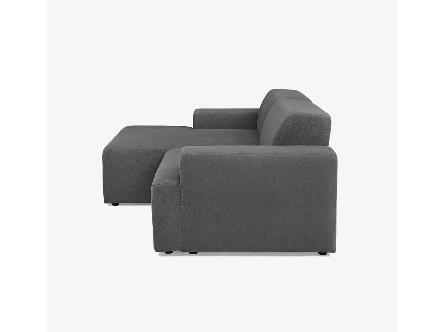 Sofá de diseño de 3 plazas con chaise longue a la izquierda de tela Seginus - Gris Oscuro