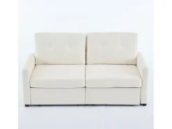 Sofá de dos plazas con cajones de almacenamiento, color marfil.