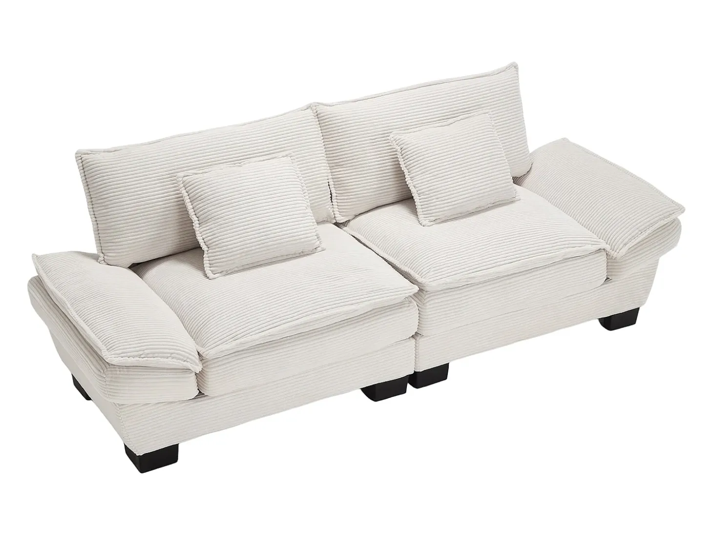 Sofá de dos plazas, de terciopelo, color beige, con reposacabezas y respaldo, ideal para salón y dormitorio