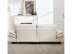 Sofá de dos plazas, de terciopelo, color beige, con reposacabezas y respaldo, ideal para salón y dormitorio